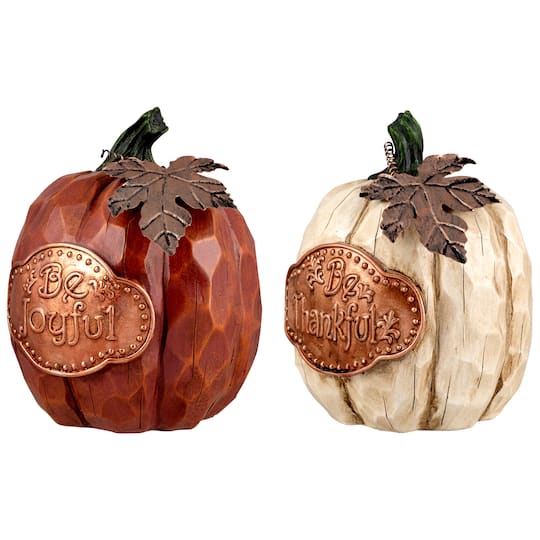 8" Be Joyful Pumpkin Tabletop Décor Set
